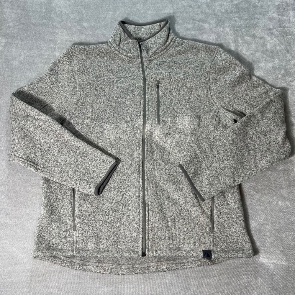 LL Bean‎ Mens Sweater Fleece Full Zip Jacket Gray Heather 291673 Large L REG